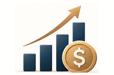 Profitability growth chart and dollar indicator illustration
