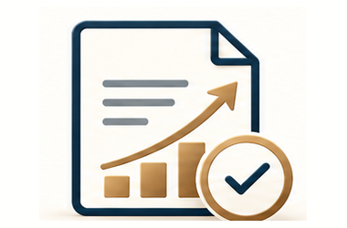 Tax planning document with growth chart and check mark illustration