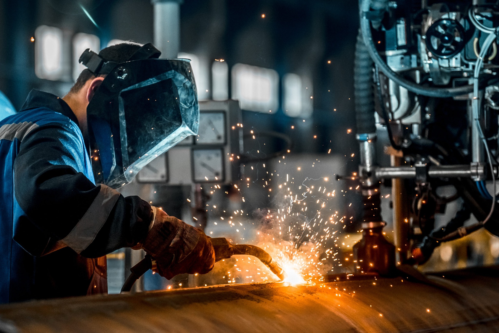 Welding business accounting visual showing shop operations, project work, and field support